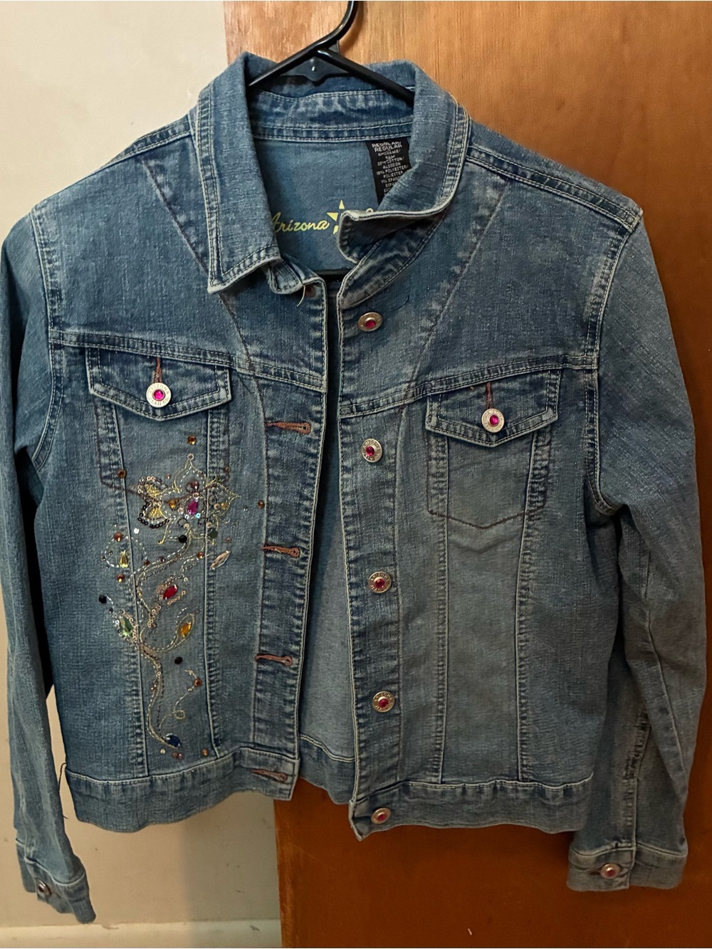 Arizona Jean Company Light Blue Embroidered Denim Jacket